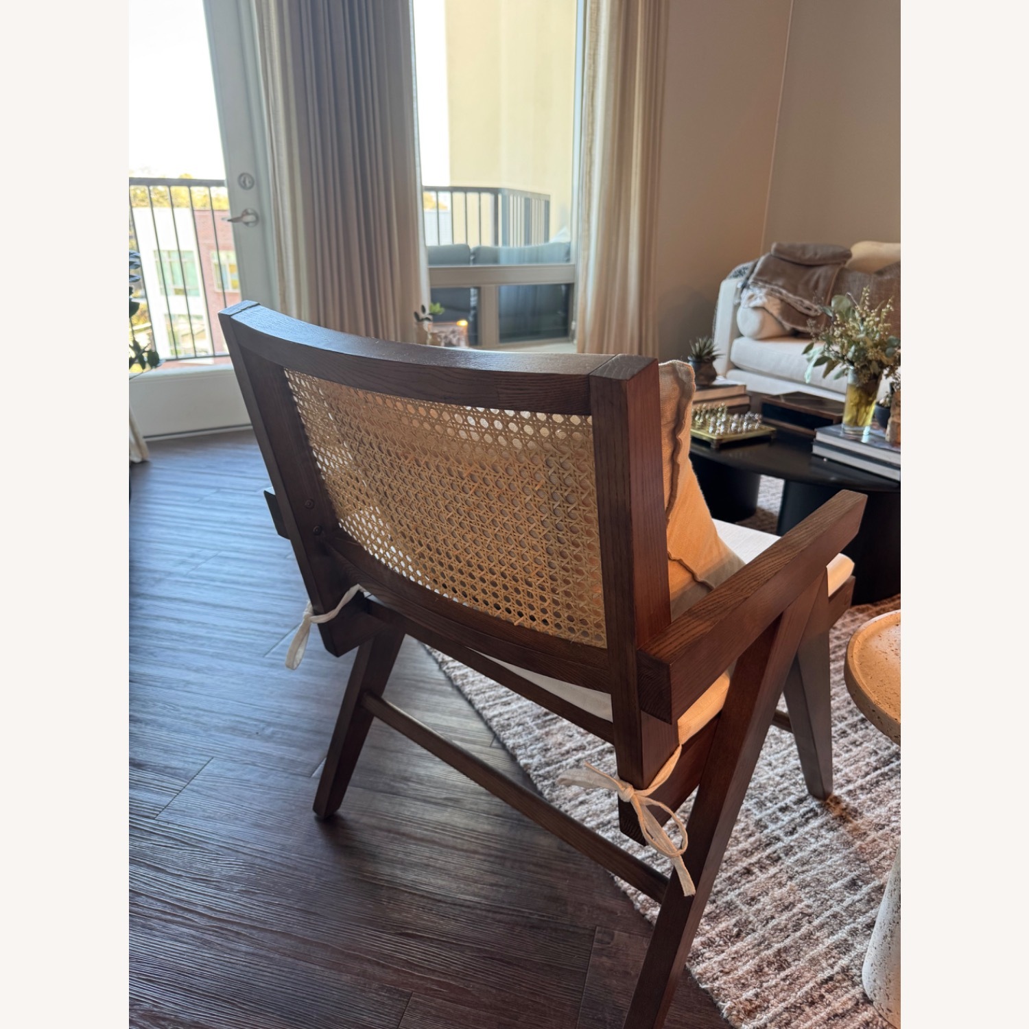 Solid Wood & Cane Lounge Chairs – Set of 2 - image-4