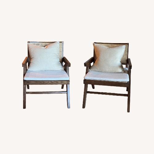 Used Solid Wood & Cane Lounge Chairs – Set of 2 for sale on AptDeco