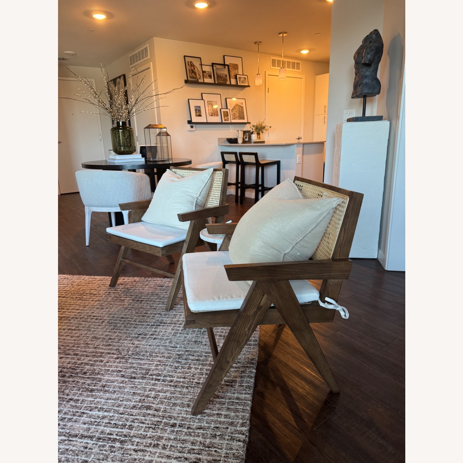 Solid Wood & Cane Lounge Chairs – Set of 2 - image-1