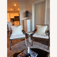 Solid Wood & Cane Lounge Chairs – Set of 2