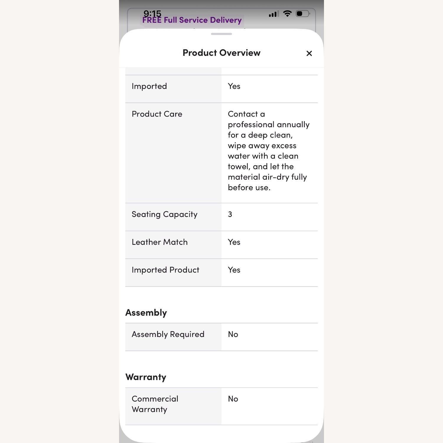  Gray Leather 3 piece sofa - image-9