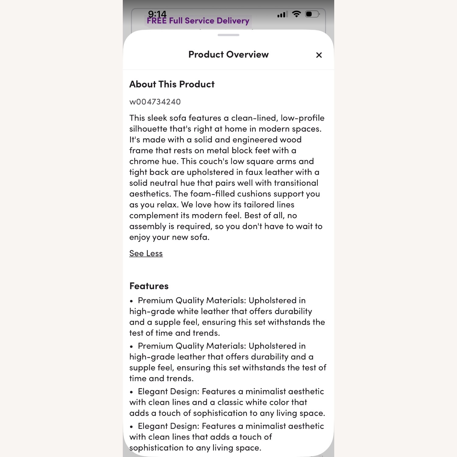  Gray Leather 3 piece sofa - image-7