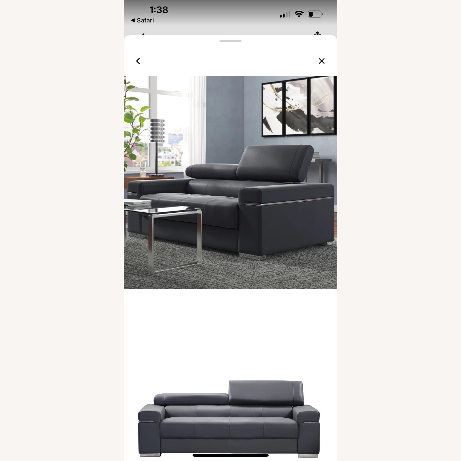  Gray Leather 3 piece sofa - image-2