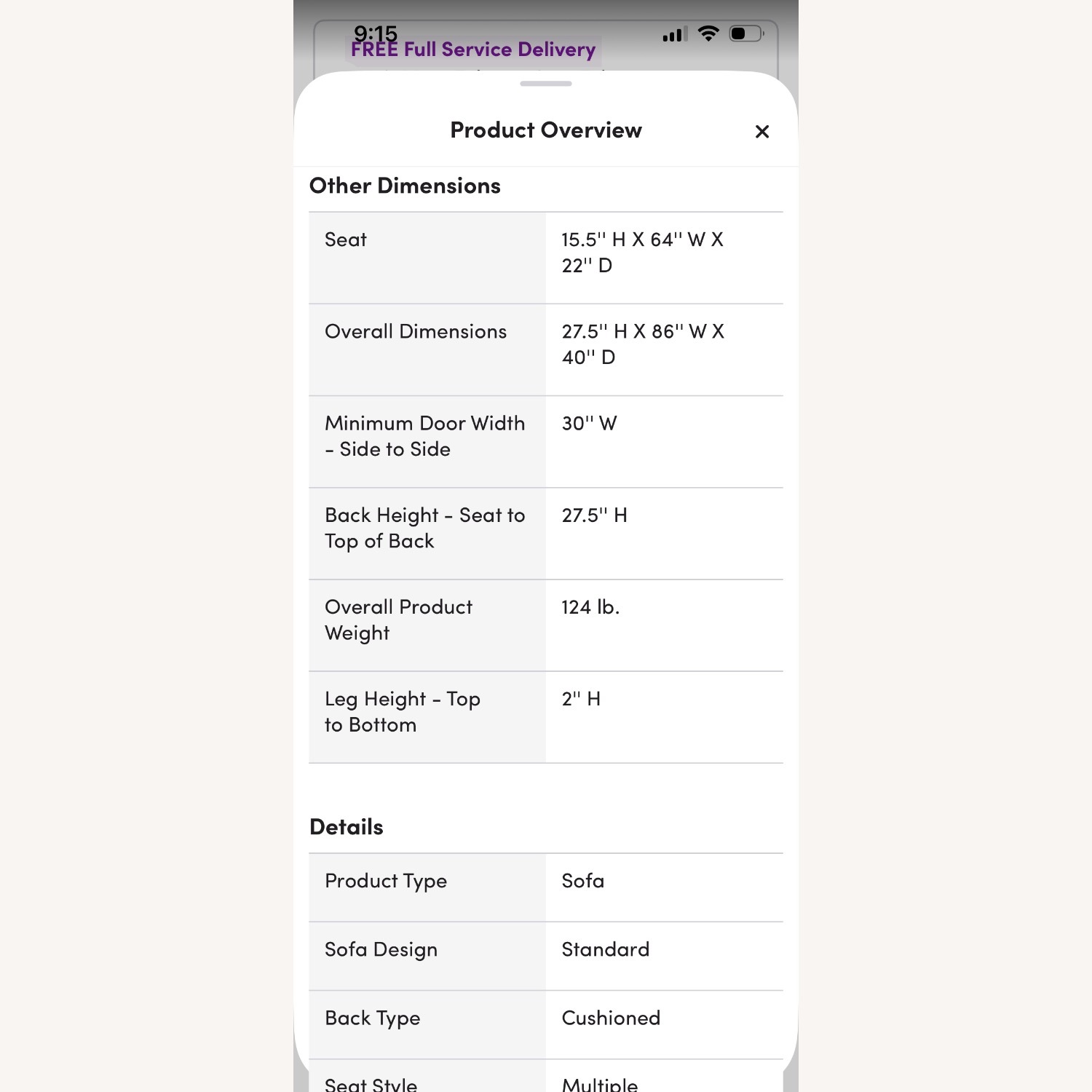  Gray Leather 3 piece sofa - image-11