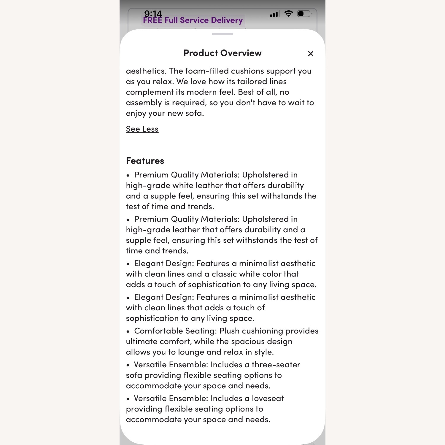  Gray Leather 3 piece sofa - image-6