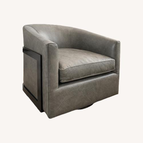 Used Restoration Hardware Reginald Swivel Leather Chair for sale on AptDeco