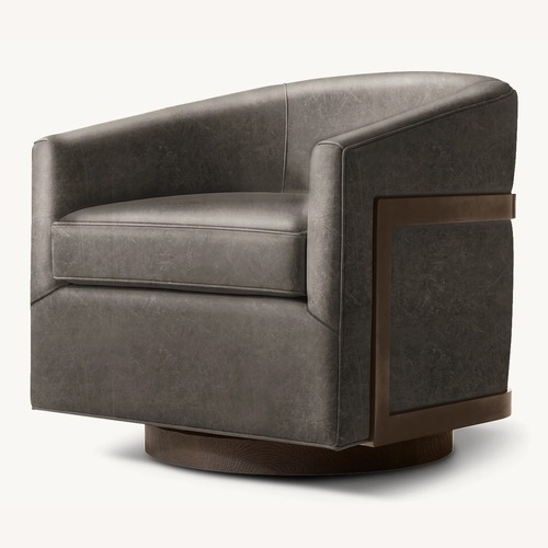 Used RH Reginald Leather Swivel Leather  for sale on AptDeco