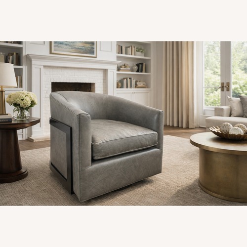 Used RH Reginald Leather Swivel Leather  for sale on AptDeco