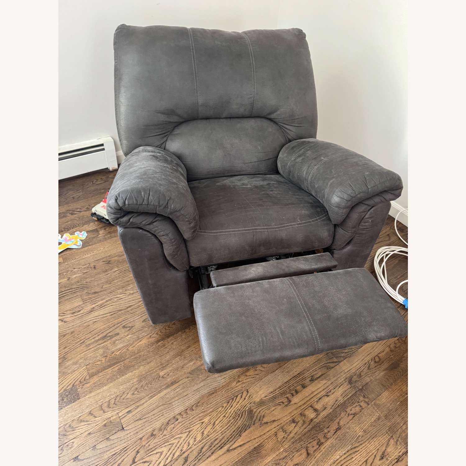 Ashley Furniture Dark Gray Fabric Recliner - image-5