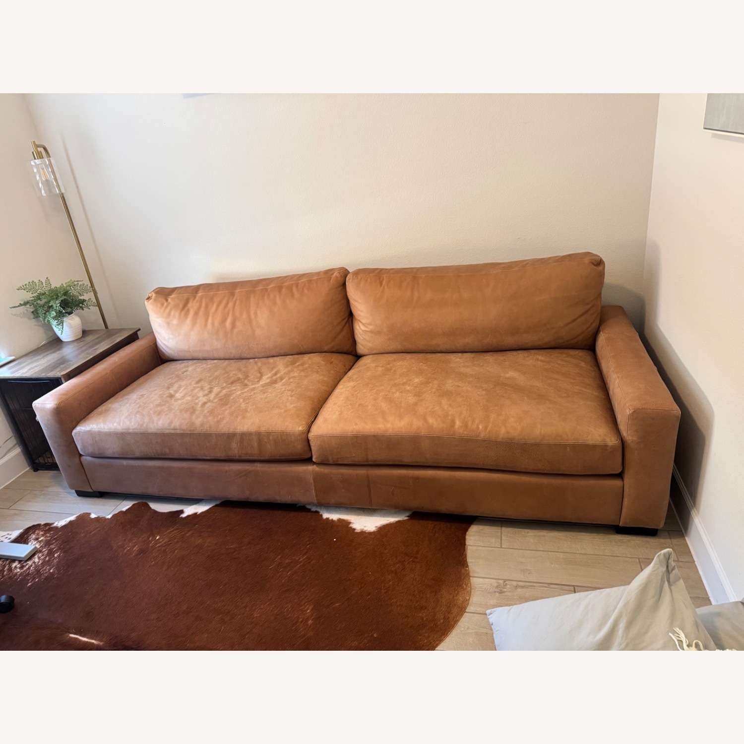 Arhaus Remington Light Brown Leather Loveseat - image-1