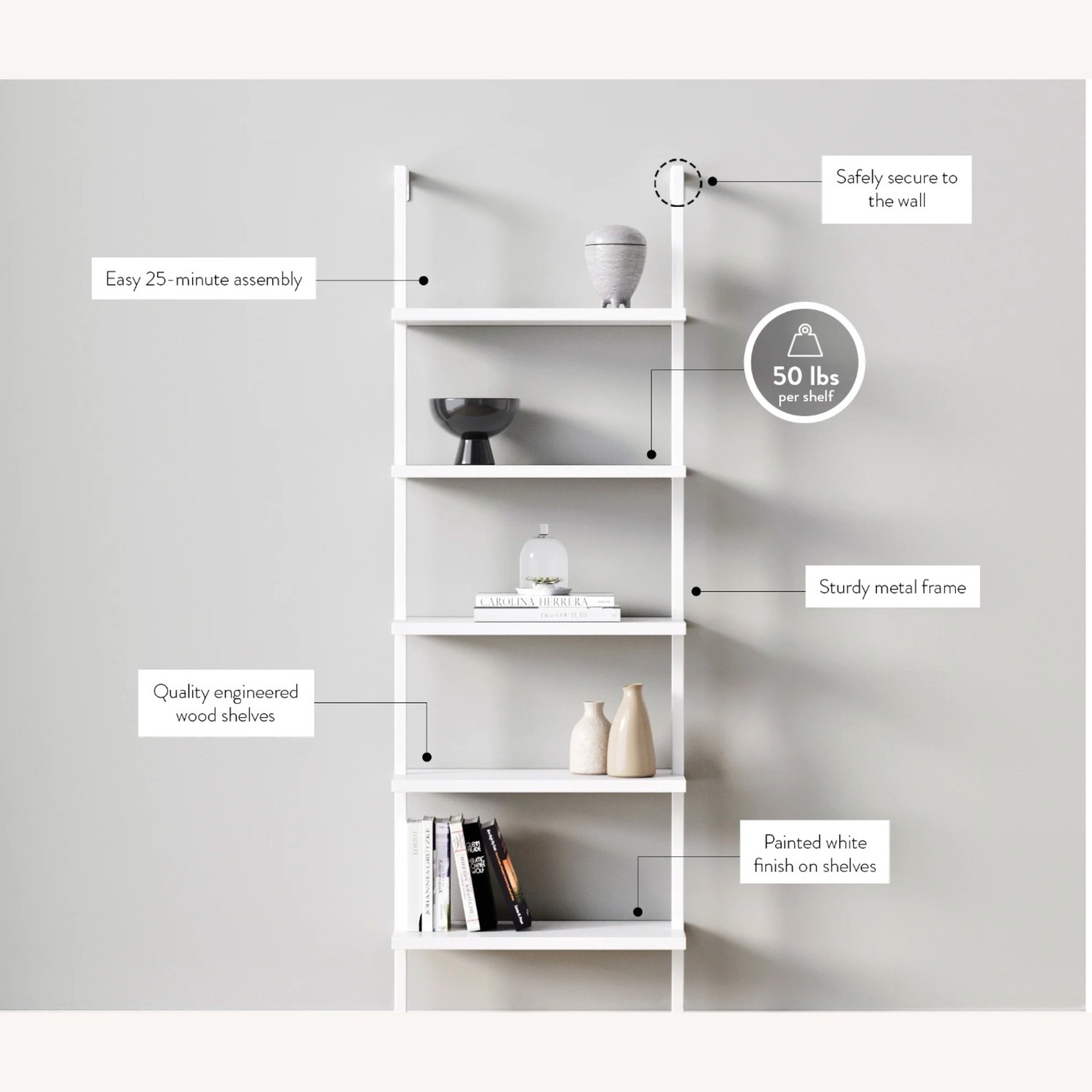 Nathan James White Wood Wall Shelf - image-3