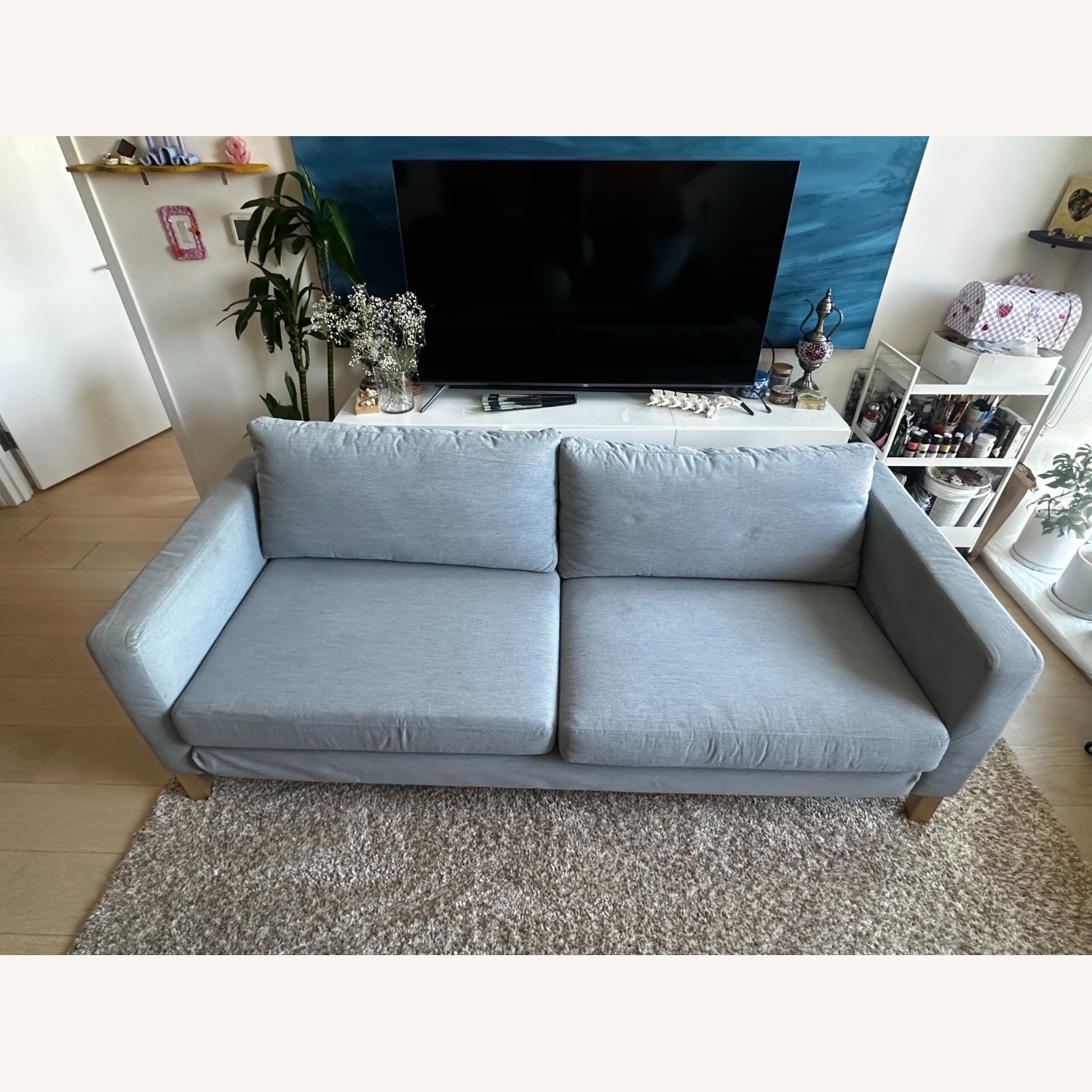 Light Gray Fabric 2 Seater Sofa - image-6