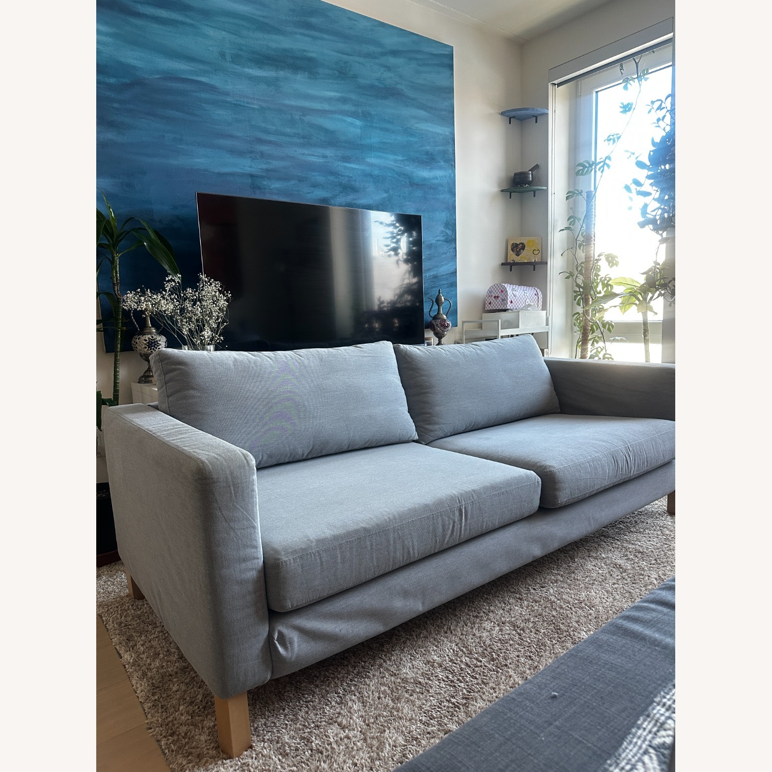 Light Gray Fabric 2 Seater Sofa - image-9
