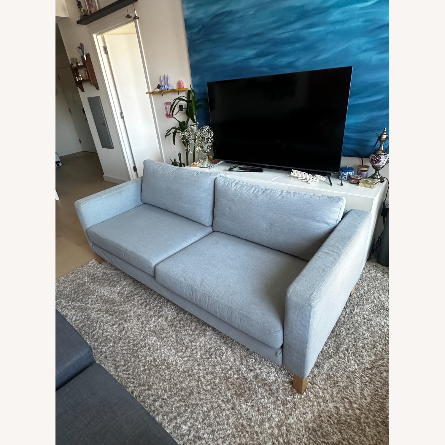 Light Gray Fabric 2 Seater Sofa - image-1
