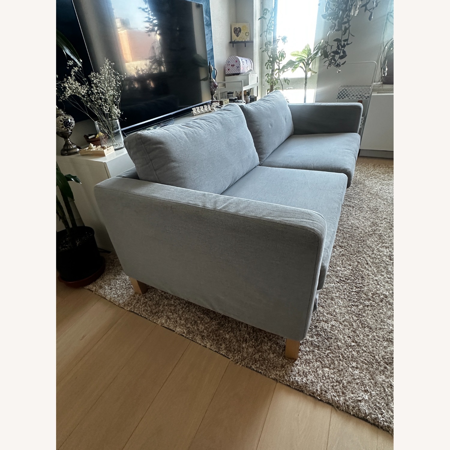Light Gray Fabric 2 Seater Sofa - image-7