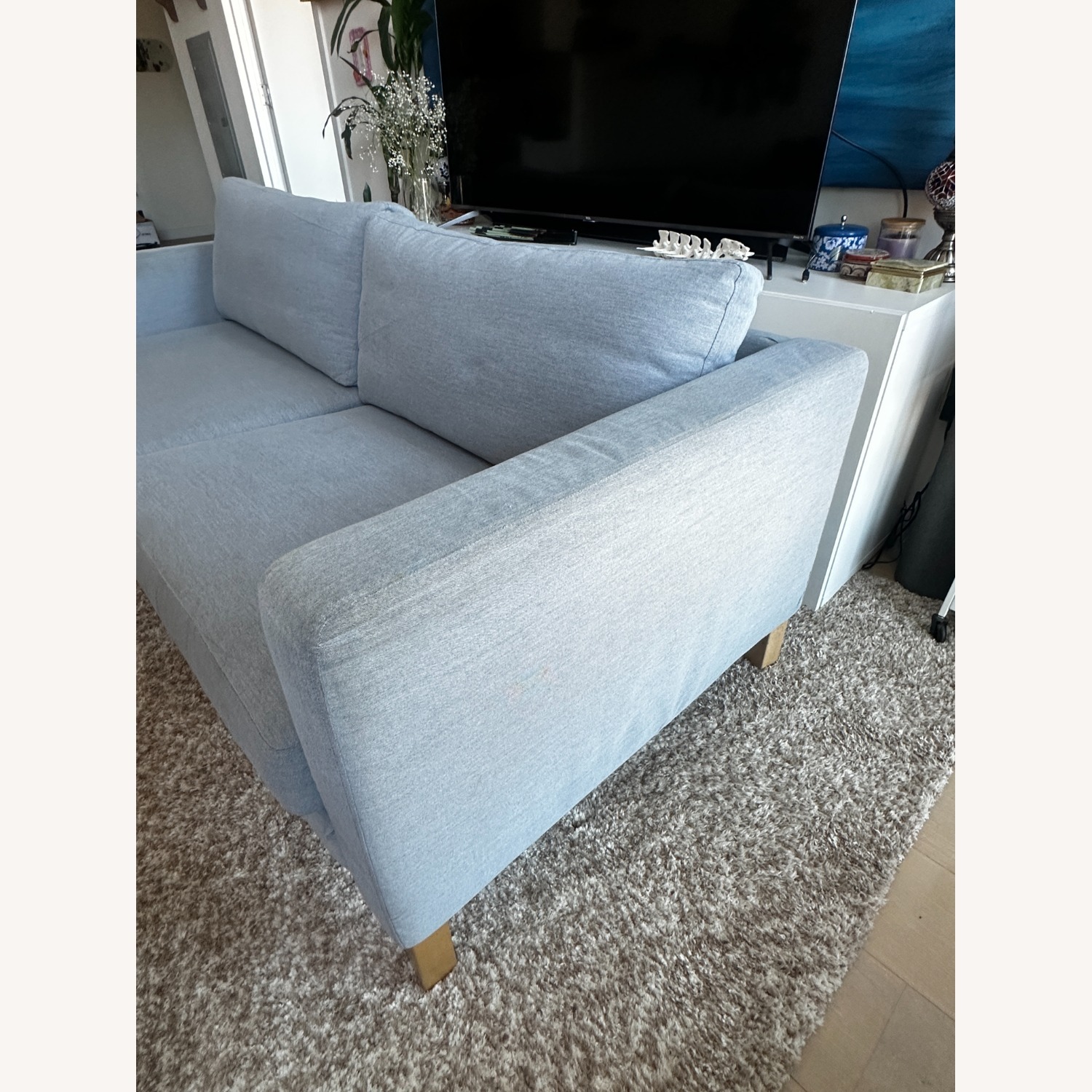 Light Gray Fabric 2 Seater Sofa - image-8