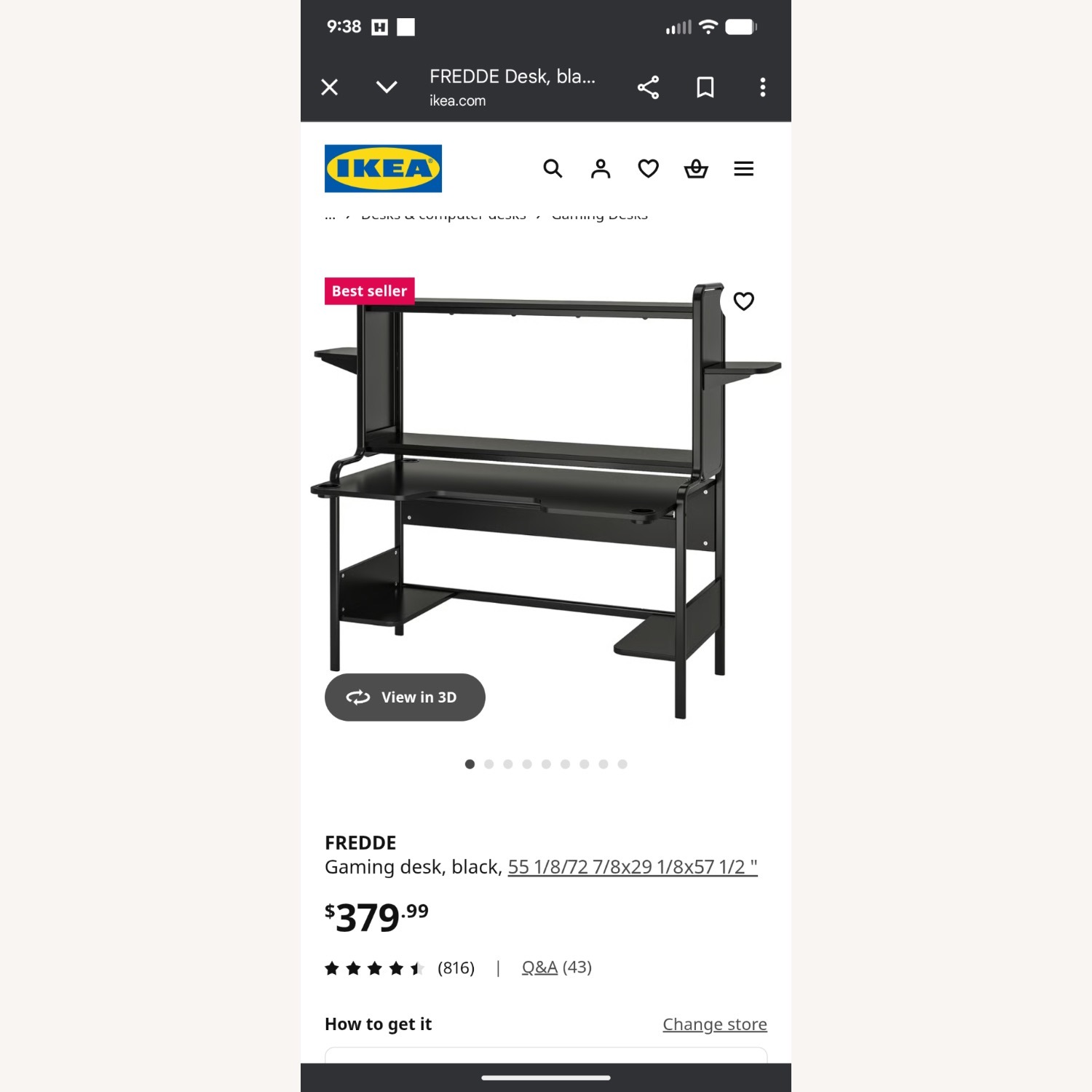 IKEA Black Fredde Gaming Desk - image-5