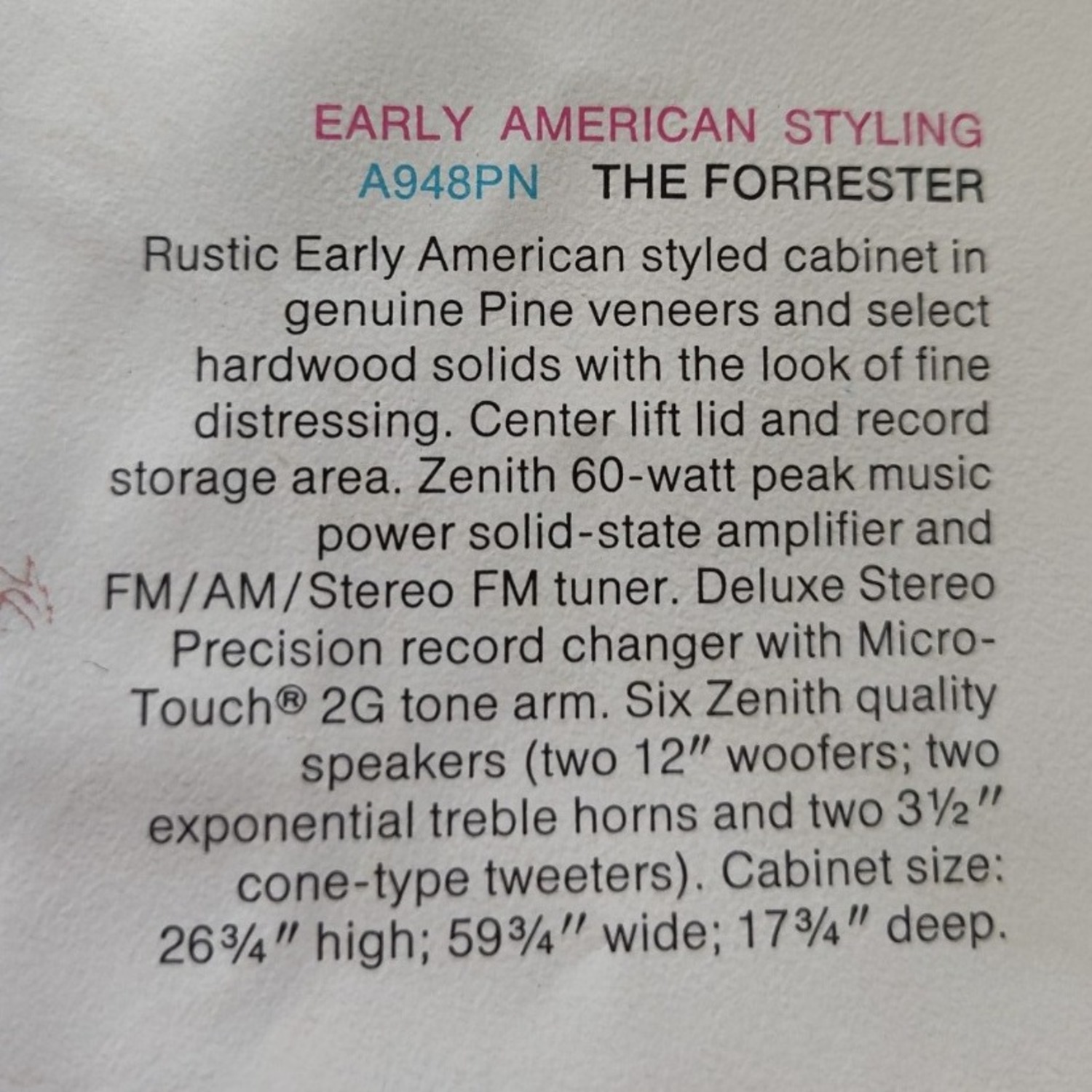 Vintage Zenith Stereo Console Mahogany  - image-24