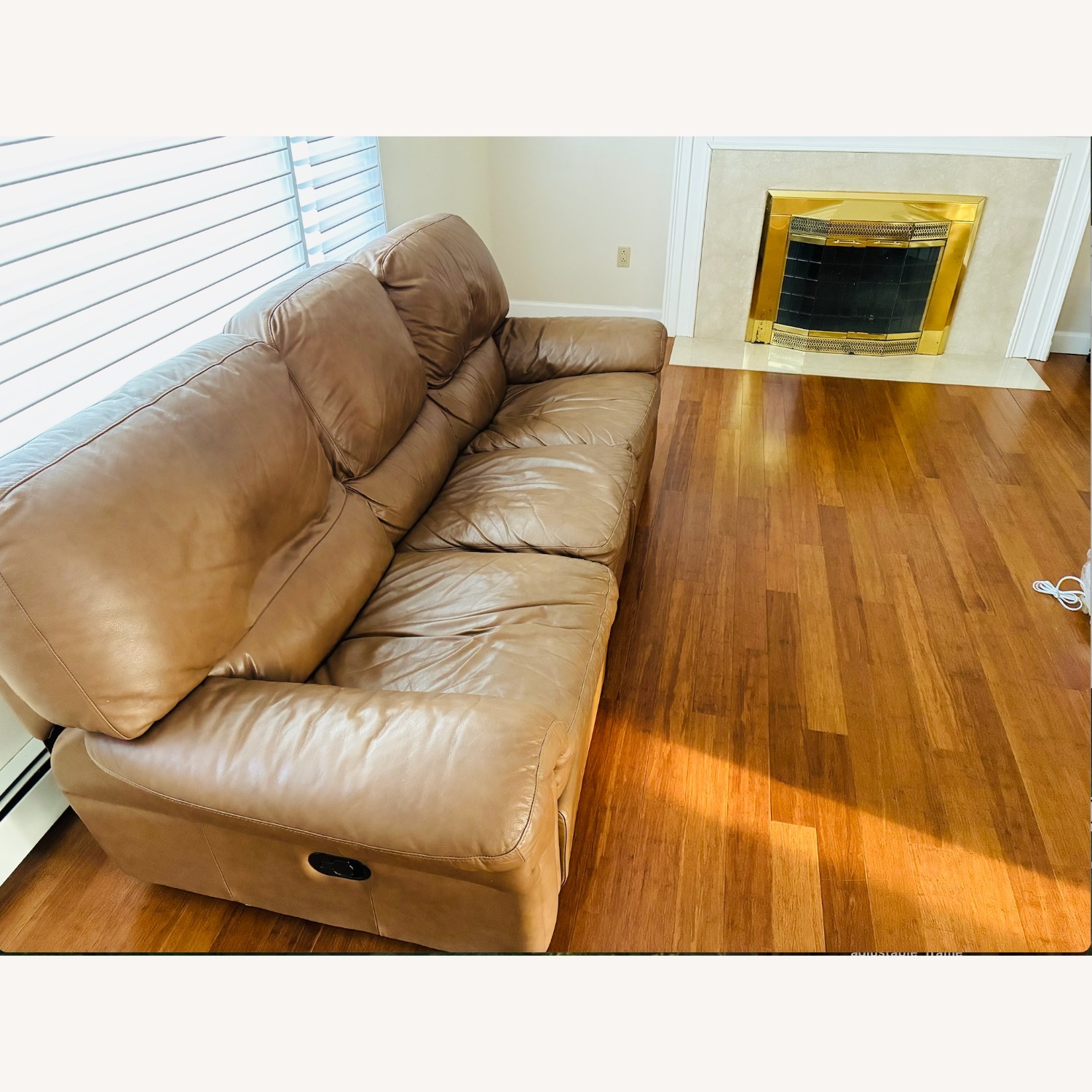 Dark Brown Leather 3+ Seater Sofa - image-1