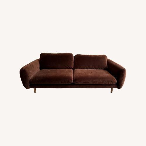 Used Article Sanders Dark Brown Fabric 2 Seater Sofa for sale on AptDeco