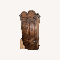 Antique Dark Brown Wood Armoire