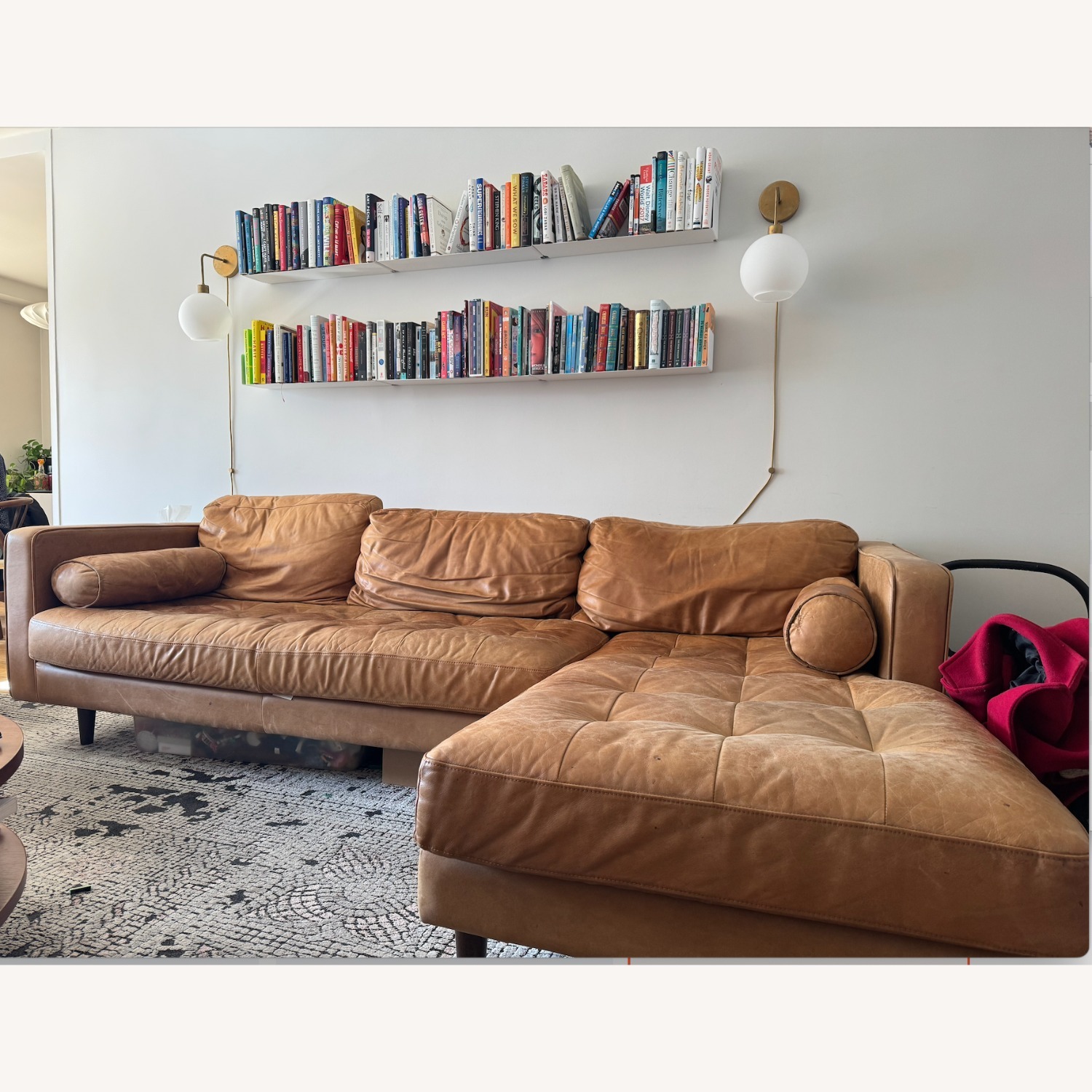 Article Light Brown Leather 2 Piece Sectional - image-2