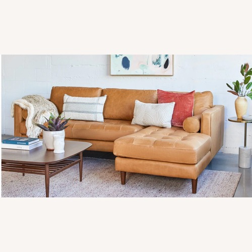 Used Article Light Brown Leather 2 Piece Sectional for sale on AptDeco