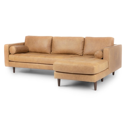 Used Article Light Brown Leather 2 Piece Sectional for sale on AptDeco