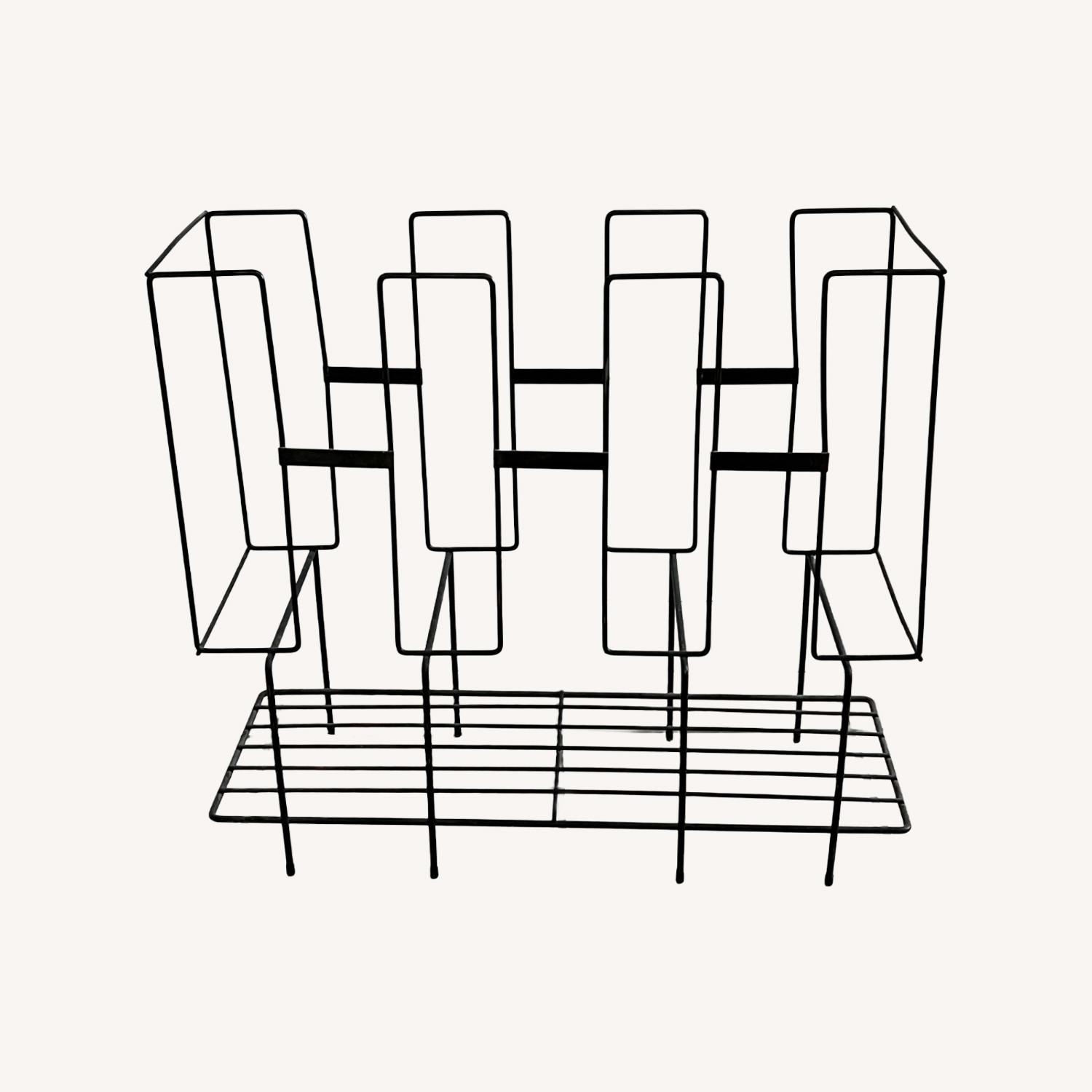 Vintage Cool Black Metal 60s Record Holder/Table - image-0