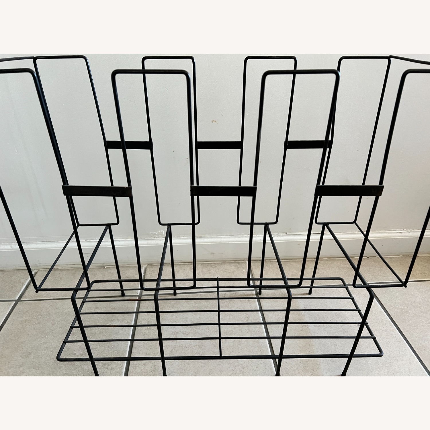 Vintage Cool Black Metal 60s Record Holder/Table - image-2