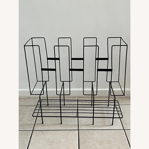 Used Vintage Cool Black Metal 60s Record Holder/Table for sale on AptDeco