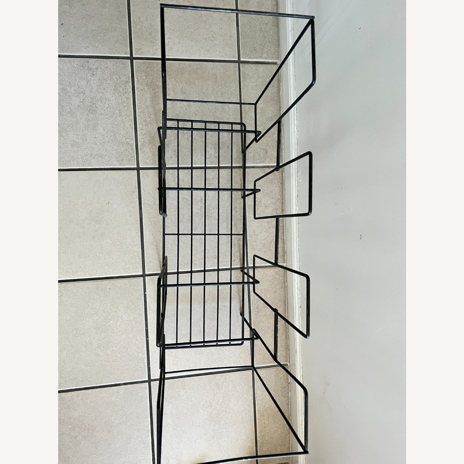 Vintage Cool Black Metal 60s Record Holder/Table - image-1