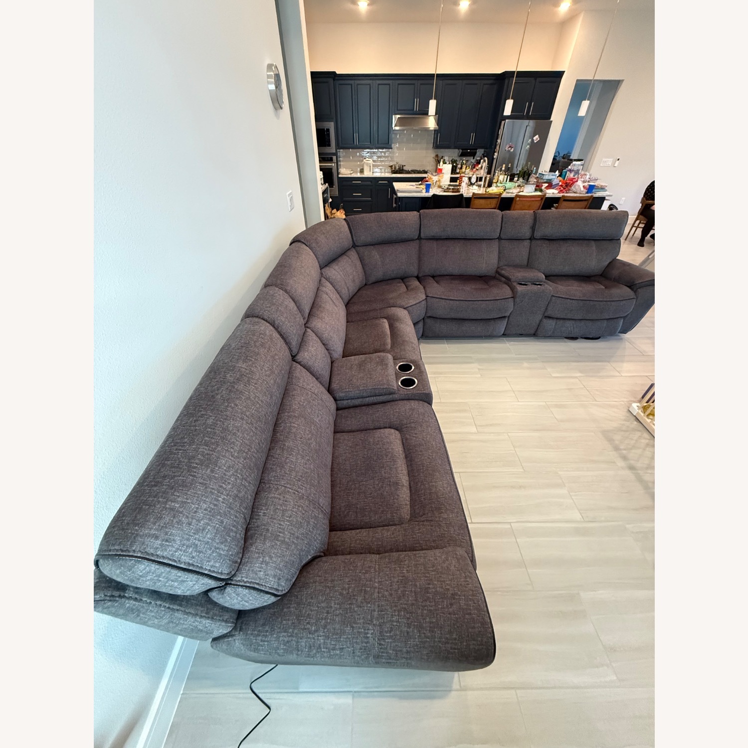 Rooms To Go Bradshaw Dark Gray Fabric 3+ Piece Sectional - image-4