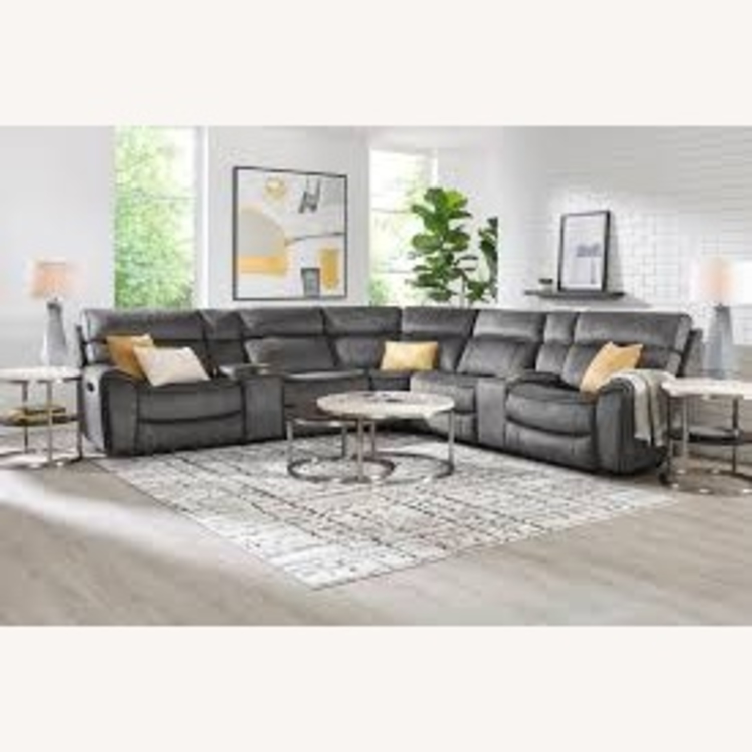 Rooms To Go Bradshaw Dark Gray Fabric 3+ Piece Sectional - image-6