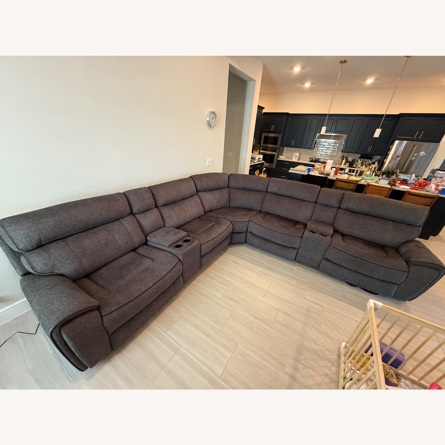 Rooms To Go Bradshaw Dark Gray Fabric 3+ Piece Sectional - image-1