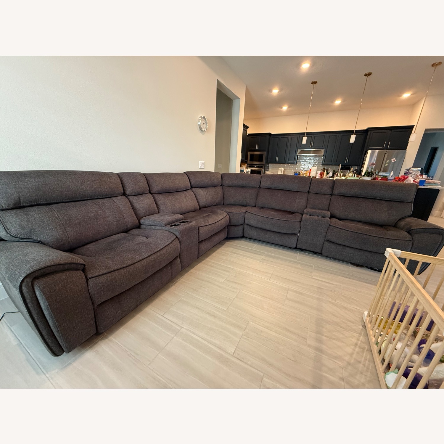 Rooms To Go Bradshaw Dark Gray Fabric 3+ Piece Sectional - image-2