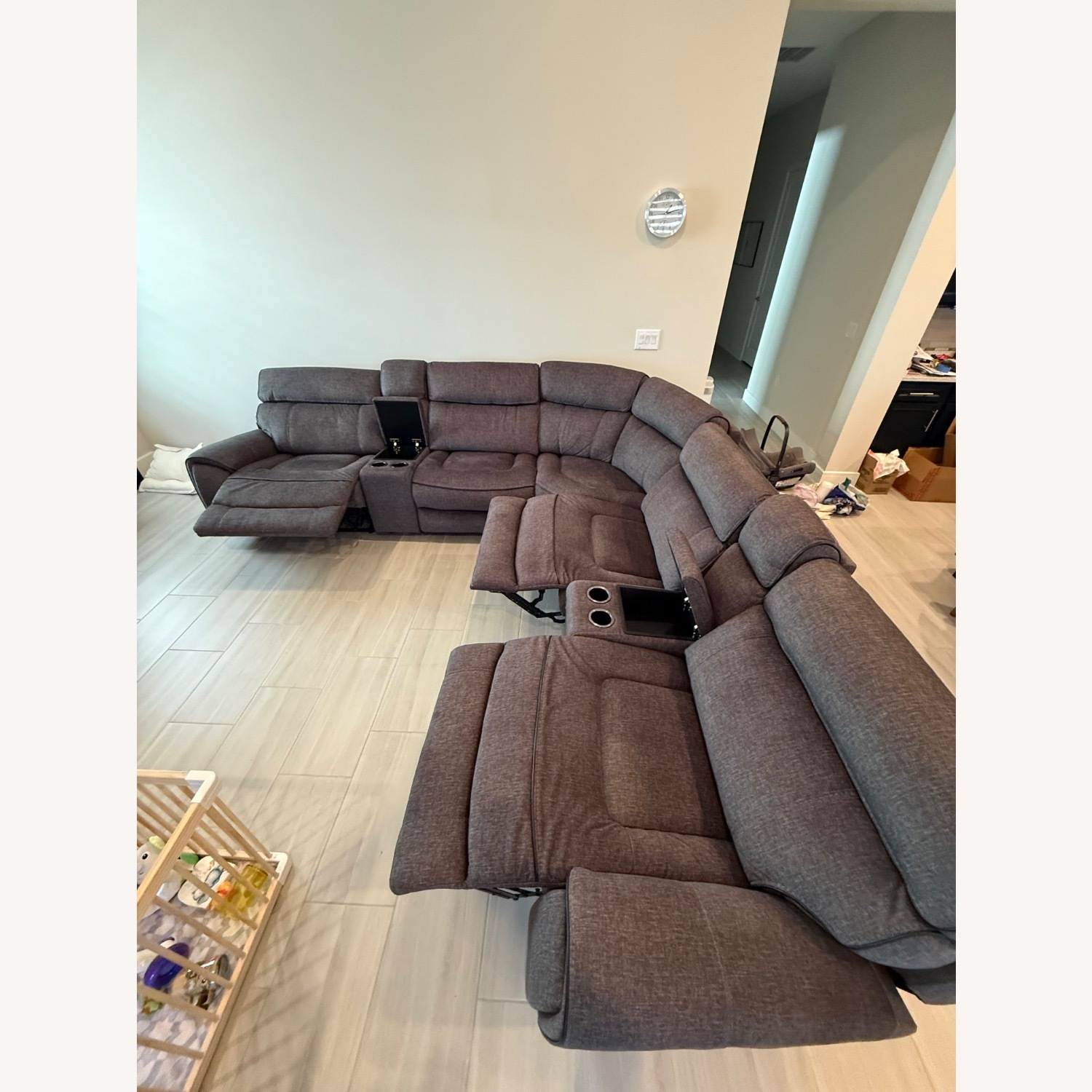 Rooms To Go Bradshaw Dark Gray Fabric 3+ Piece Sectional - image-3