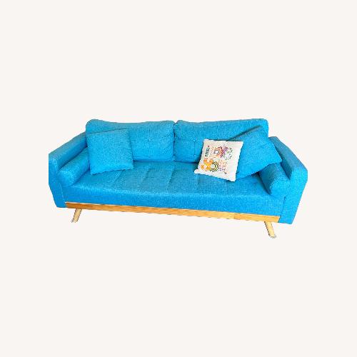 Used Deco-Look Blue Fabric Sofa w Futon Option for sale on AptDeco