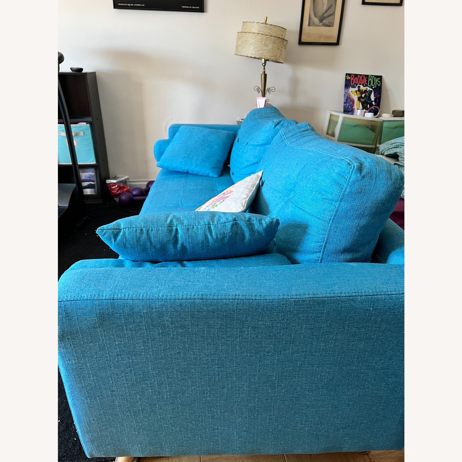 Deco-Look Blue Fabric Sofa w Futon Option - image-2