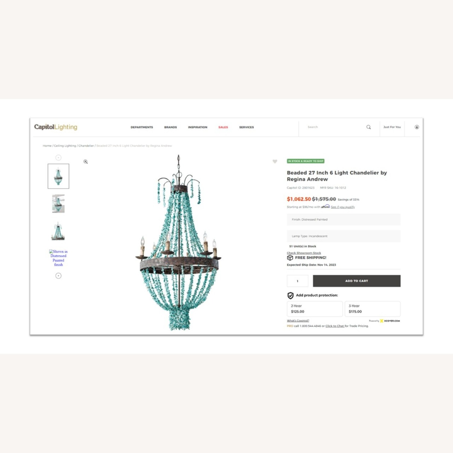 Regina Andrew Beaded Turquoise Chandelier - image-5