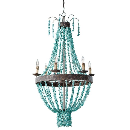 Used Regina Andrew Beaded Turquoise Chandelier for sale on AptDeco