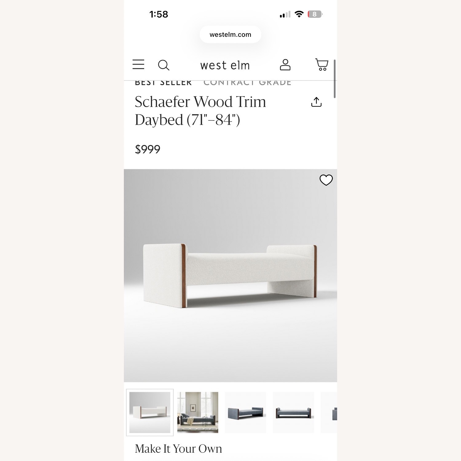 West Elm Schaefer White Boucle Daybed - image-3