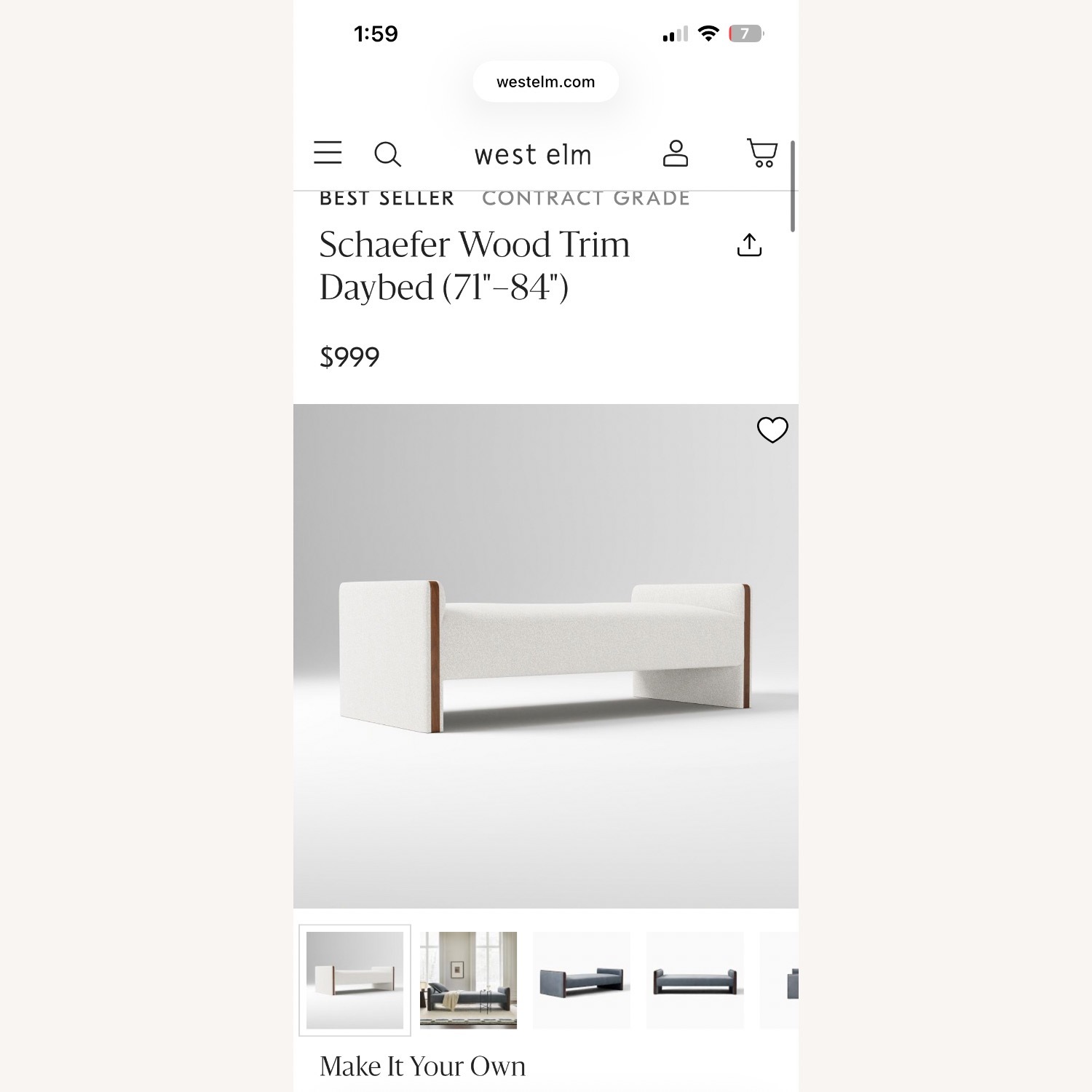 West Elm Schaefer White Boucle Daybed - image-2