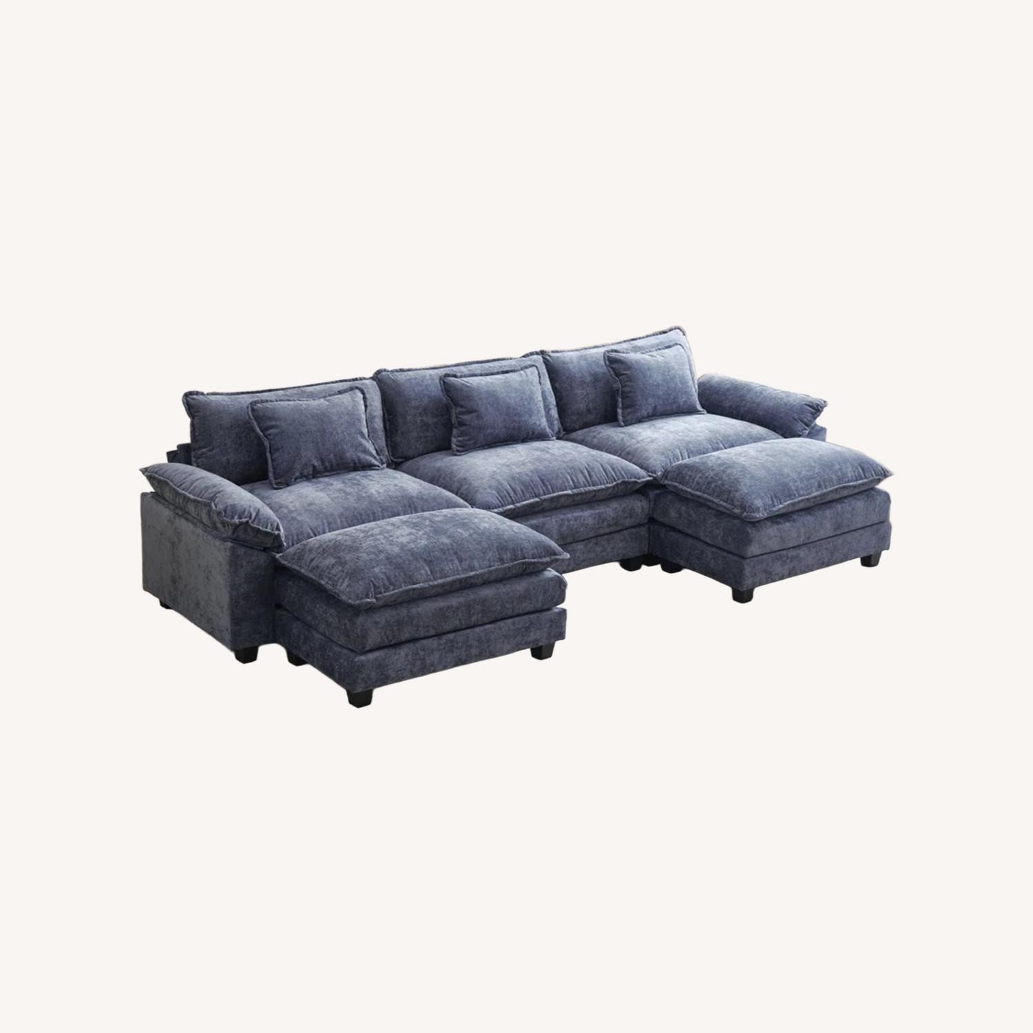 Praylow 120” Comfy Cloud Couch U Shaped Sectional Sofa with Two Ottomans - image-0