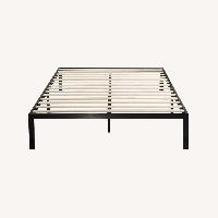Full Metal Platform Bed Frame with Wooden Slats
