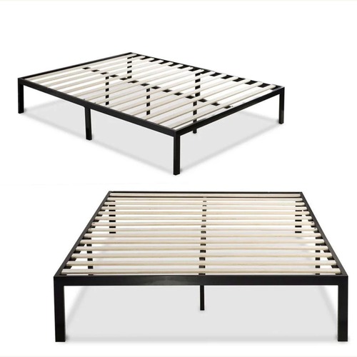 Used Full Metal Platform Bed Frame with Wooden Slats for sale on AptDeco