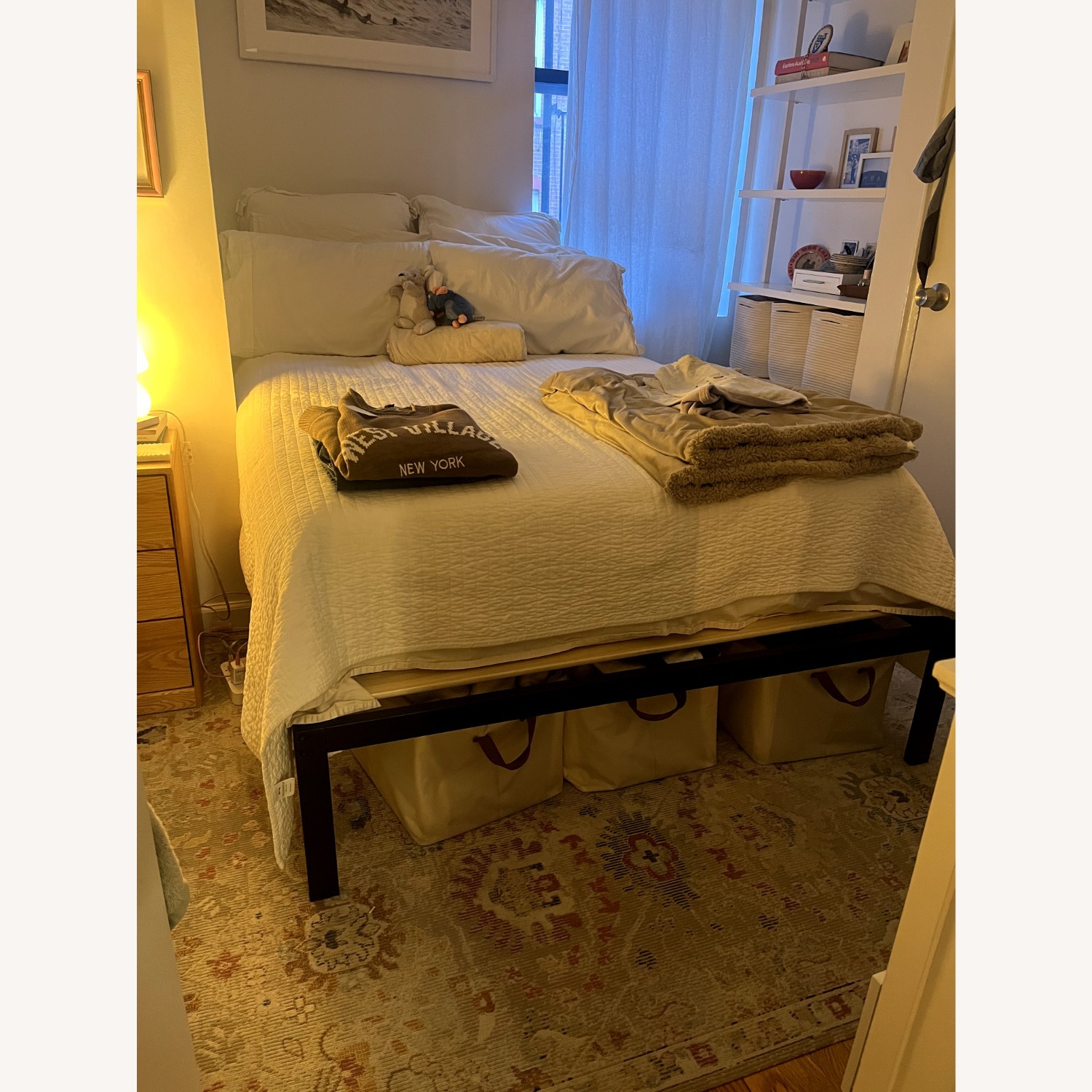 Full Metal Platform Bed Frame with Wooden Slats - image-4