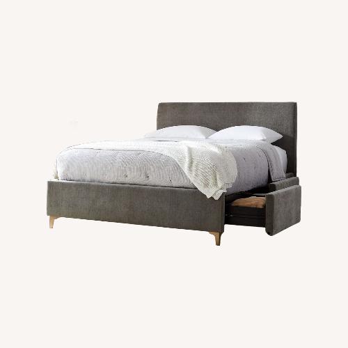 Used West Elm Andes Side Storage Bed, Mineral Gray Performance Velvet for sale on AptDeco