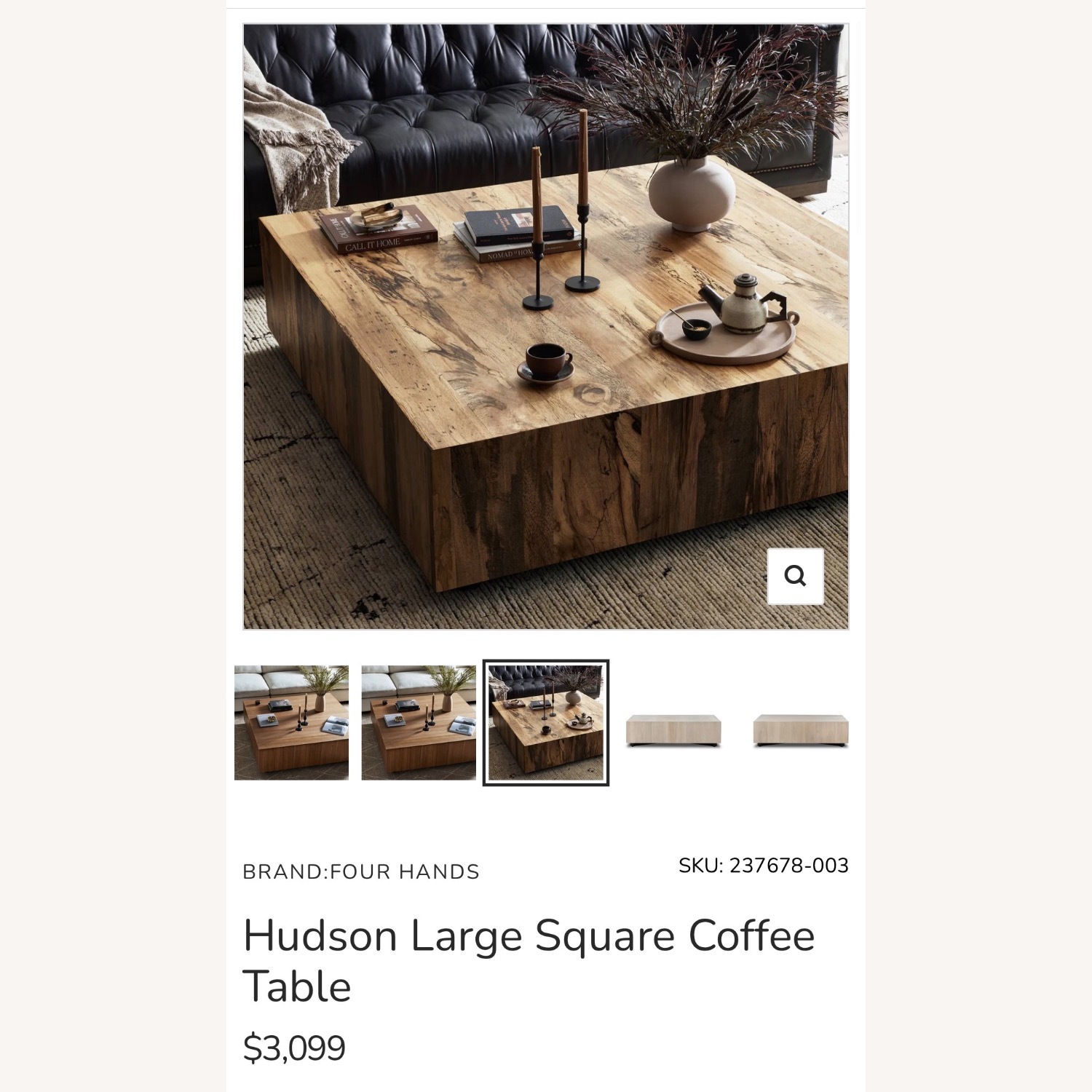 Four Hands Hudson Wood Coffee Table - image-5