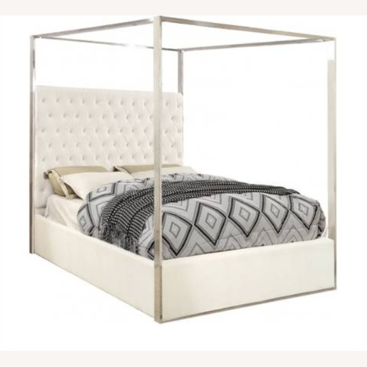 White Metal King Bed - image-0